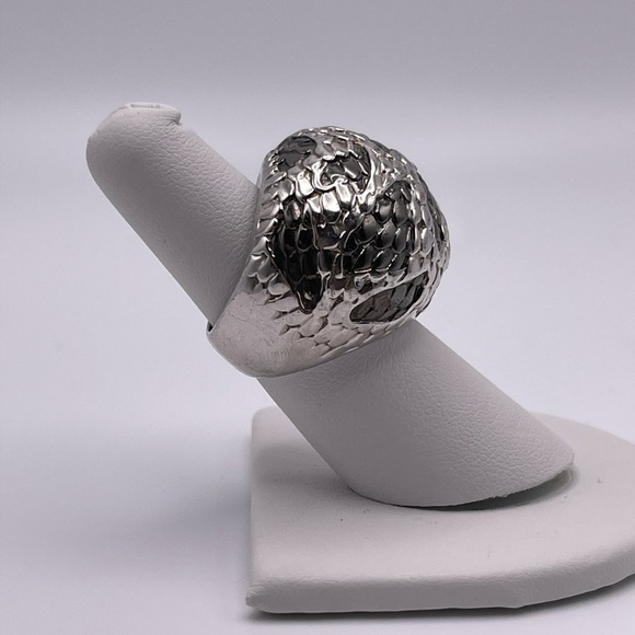 Rhodium Plated Snakeskin Chunky Ring - Size 7 - Picture 3 of 8